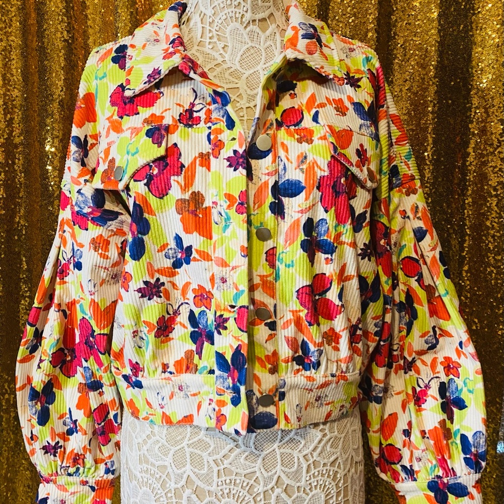 Neon Floral Corduroy Jacket M/L